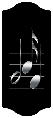 DARAY C 382 SL BK Silver Music Notes Black Background